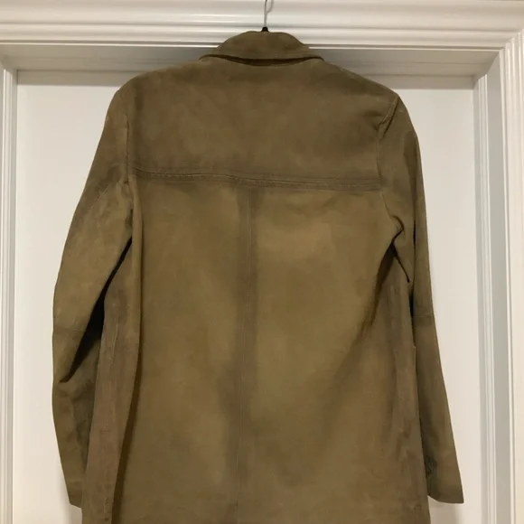 ZARA OVERSIZED BROWN TAN NATURAL LEATHER SUEDE BLAZER JACKET - Picture 6 of 9